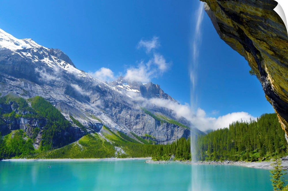 Landscape and waterfall in the Swiss Alps