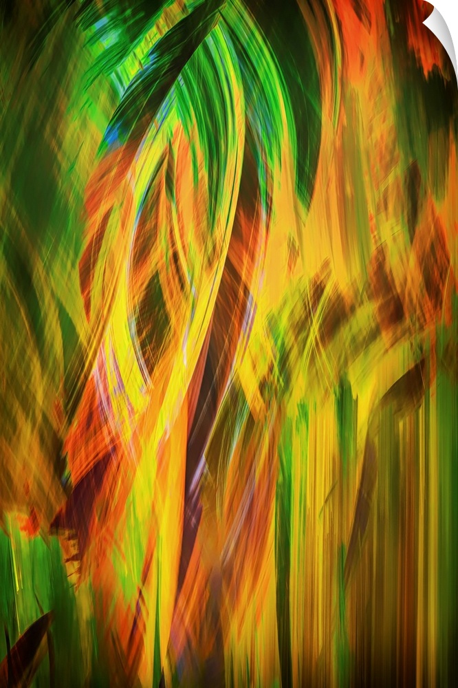 Abstract image of a group of cedars in Fall. The image was made using the in-camera burst multiple exposure + ICM (Intenti...