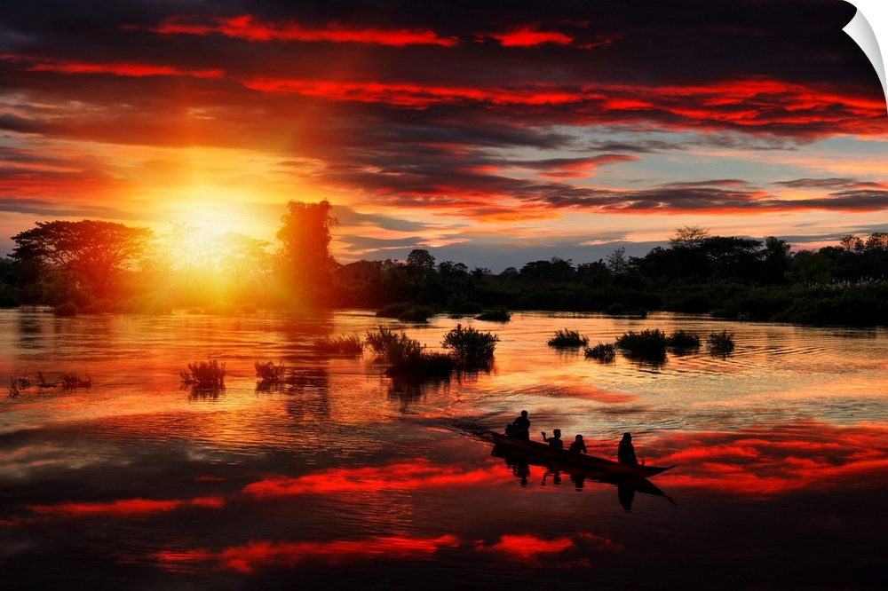 Sunset in Asia over the Mekong