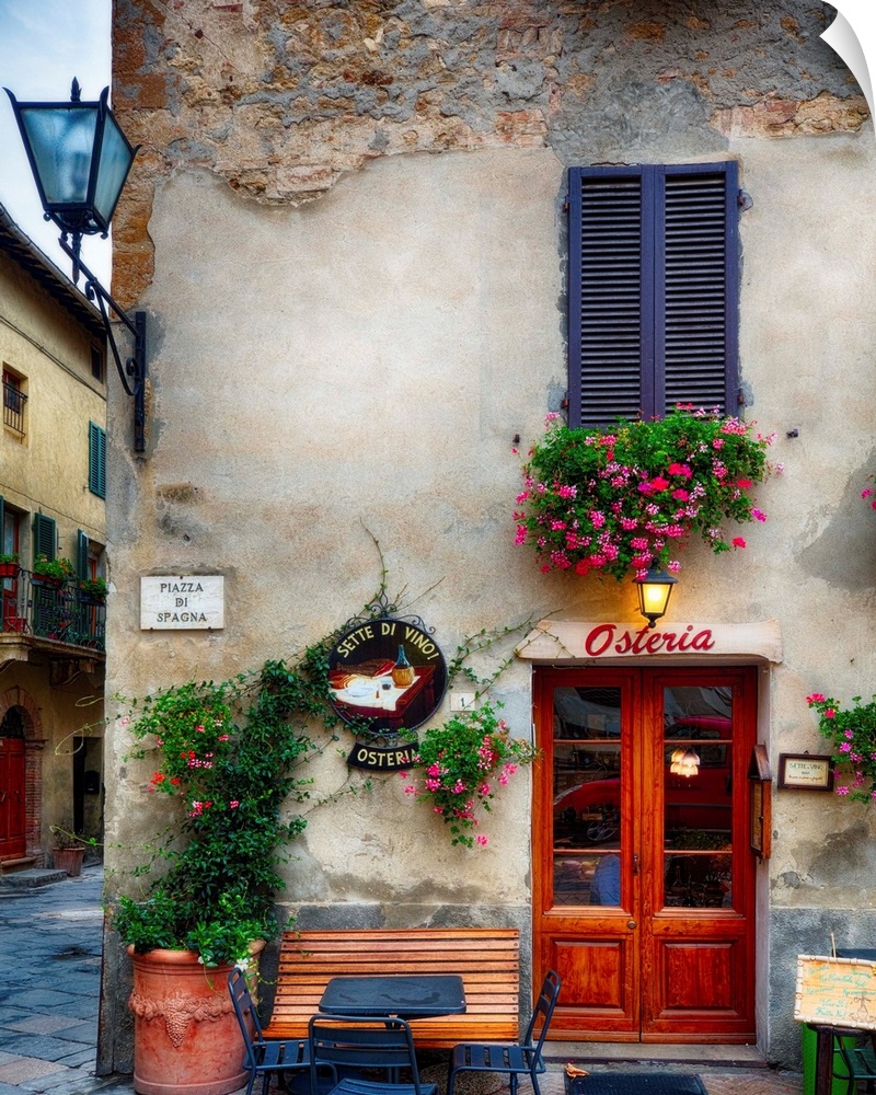 A photograph of the outside of a restaurant in Italy.