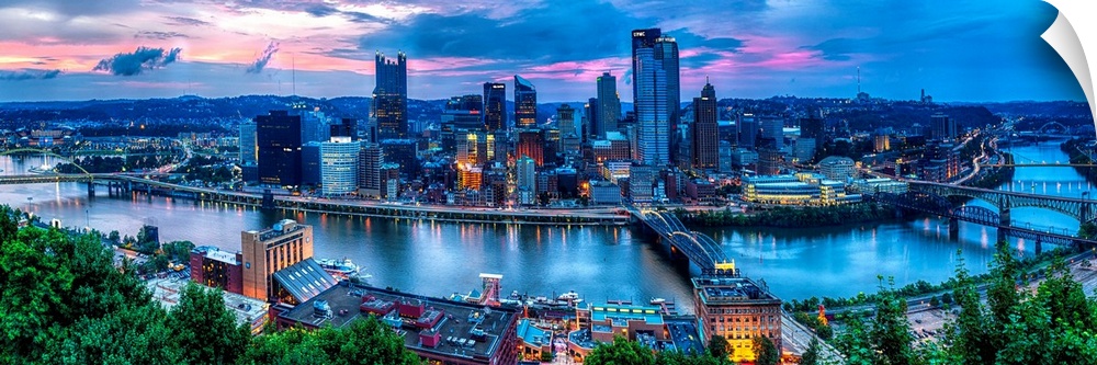 Skyline Panorama of Pittsburgh viewed from Mount Washington.