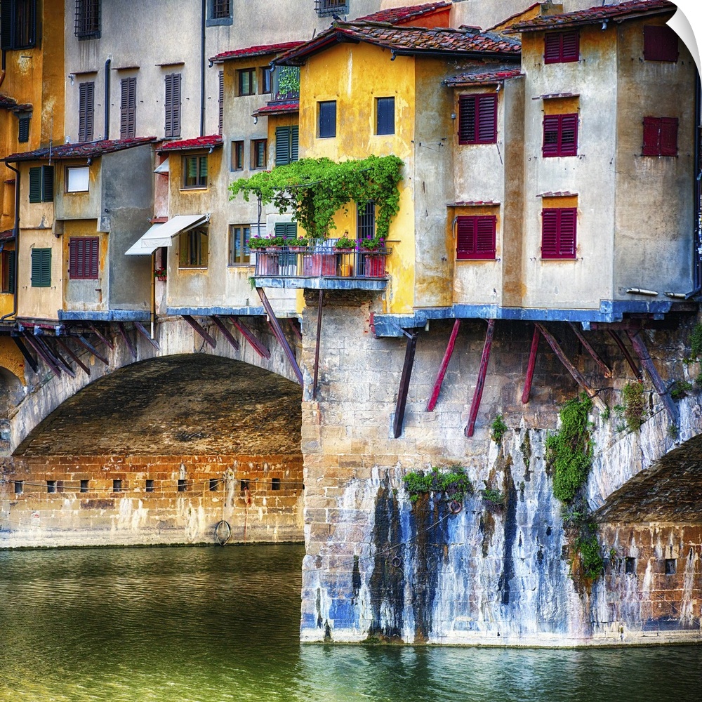 Small Balcony on a Bridge House, Ponte Vecchio, Florence, Tuscan