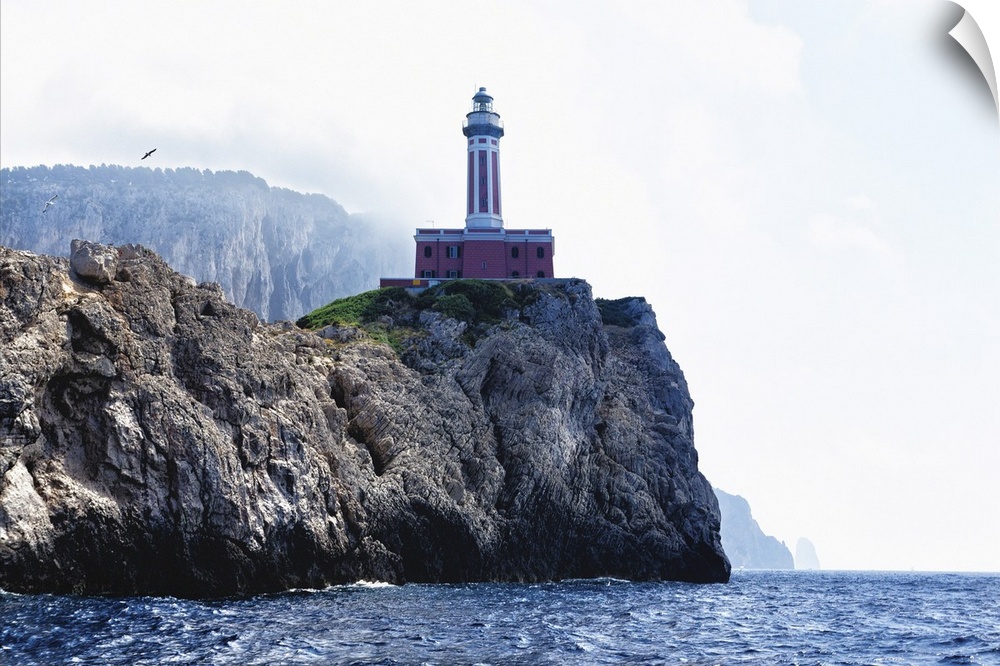 Low Angle View of the Punta Carena Lighthouse, Anacapri, Campania, Italy.