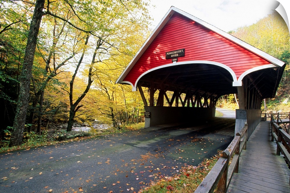 View of a Covered Bridge, Flume Bridge, Lincoln, New Hampshire