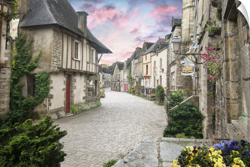 Cobblestone walkway through the village of Rochefort in France.