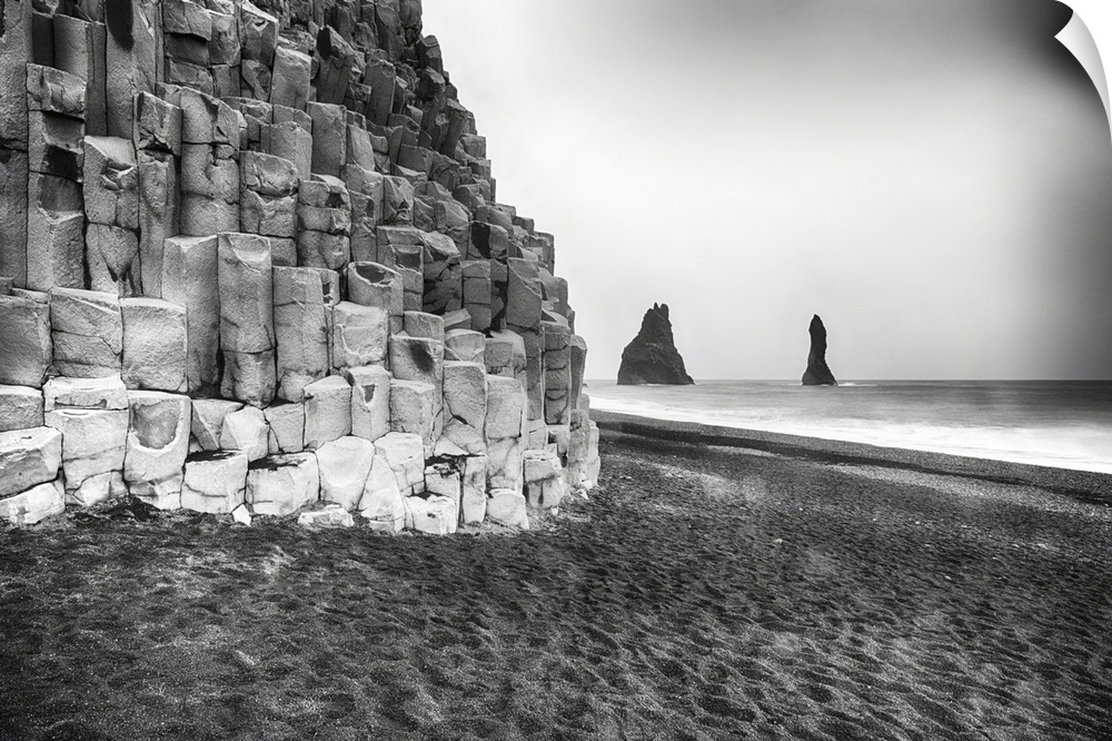 Basalt Rocks Standing in the Ocean, Reynisdrangar, Iceland