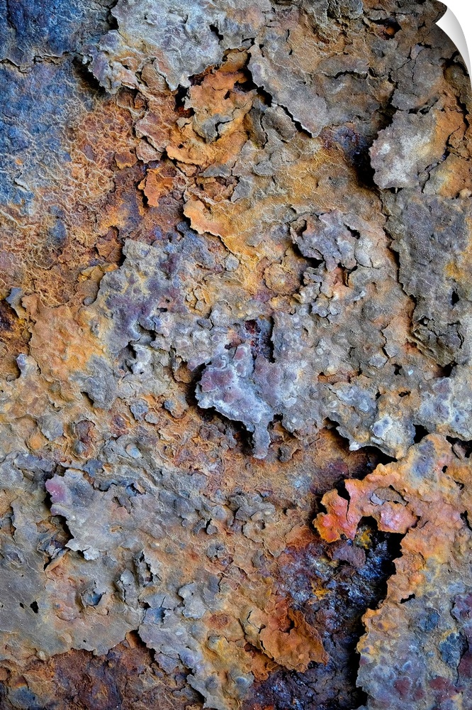 Fine art photo of a close up of flaking rust.