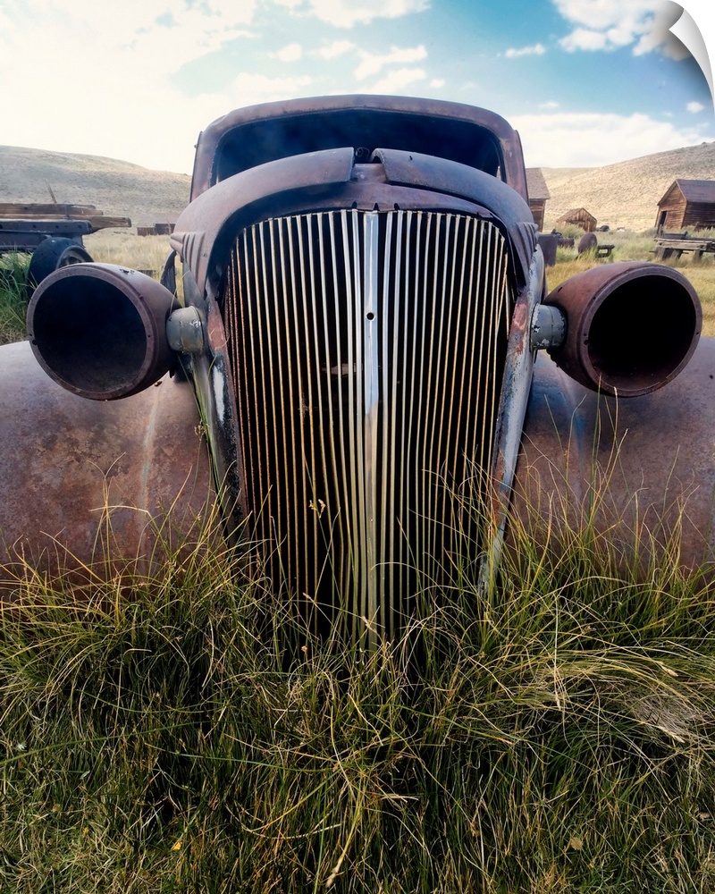 Close up Frontal View of a Rusting Classic Car, Bodie, California