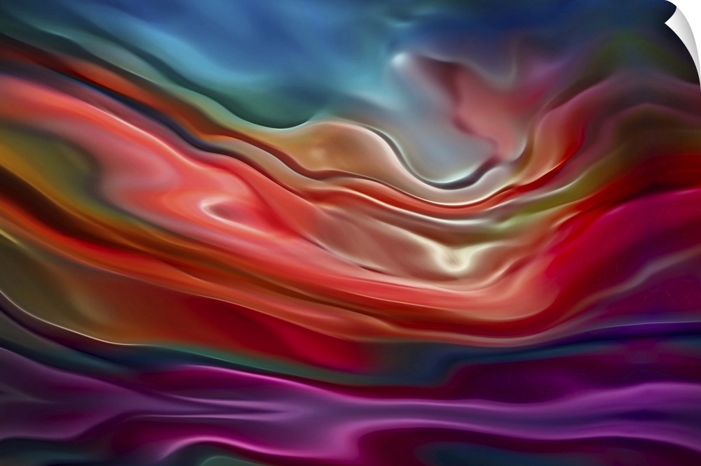Abstract photograph of blurred and blended colors and flowing lines in shades of red, purple, and blue.