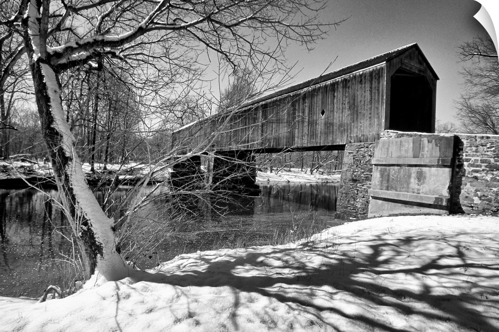 Side Frontal View of the Schofield Ford Bridge at Winter, Pennsylvania