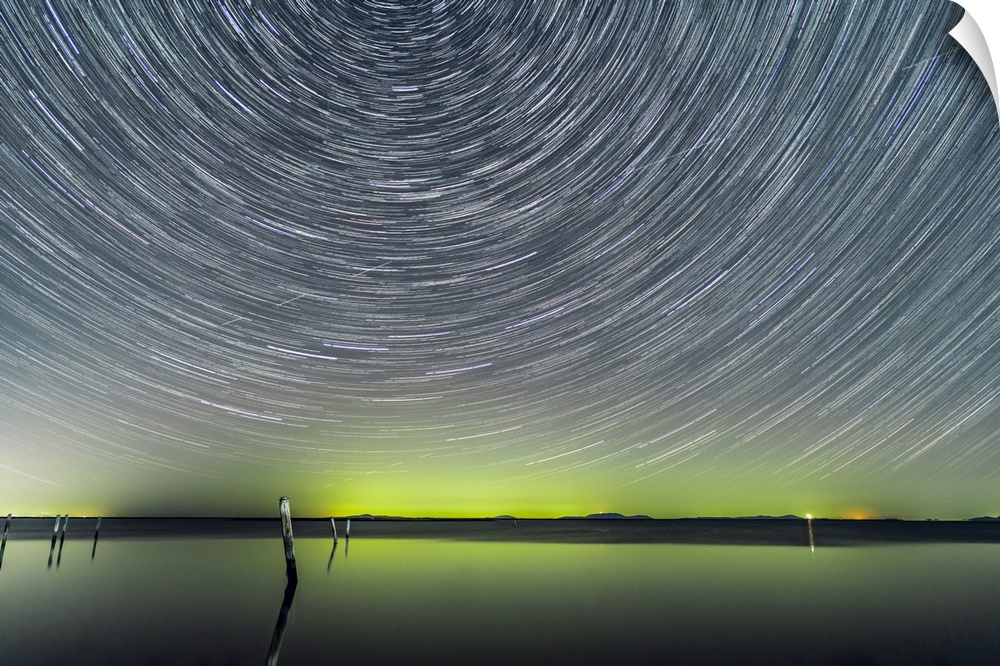 Star trail on one of the very rare evenings in Washington that people could witness aurora borealis.