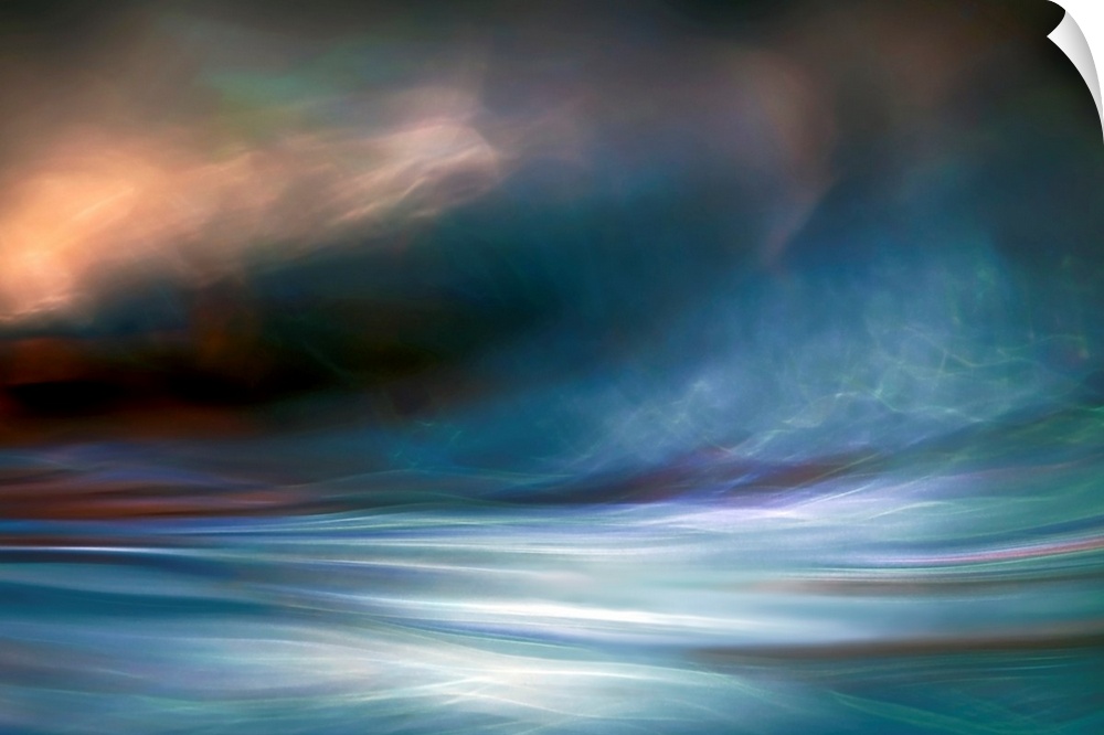 Contemporary abstract photograph of blowing winds and clouds with light breaking through.
