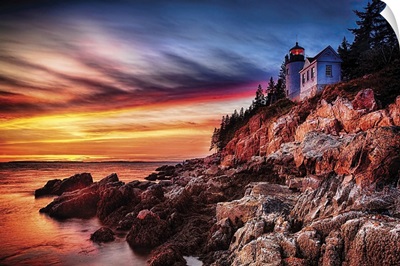 Sunset At Bass Harbor Head Lighthouse, Maine