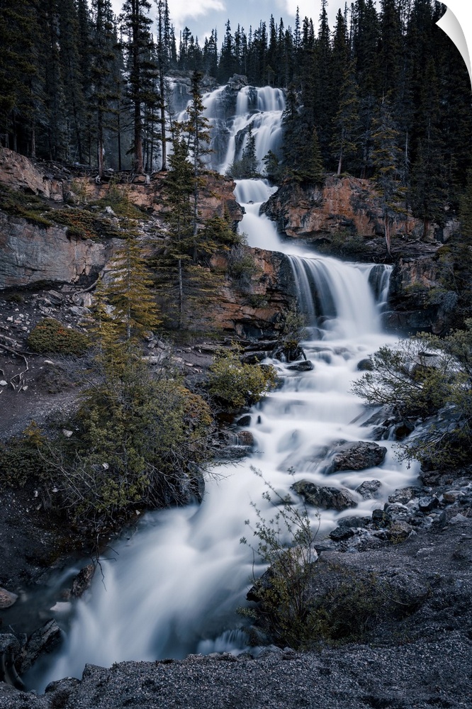 Tangle Creek Falls along Icefield Parkway, One of the world's top scenic roads linking Banff National Park and Jasper Nati...
