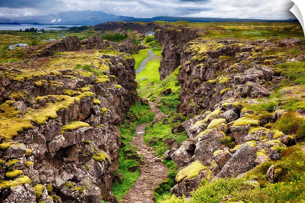 High Angle View of  a Fault Line, Thingvellir National Park, Iceland