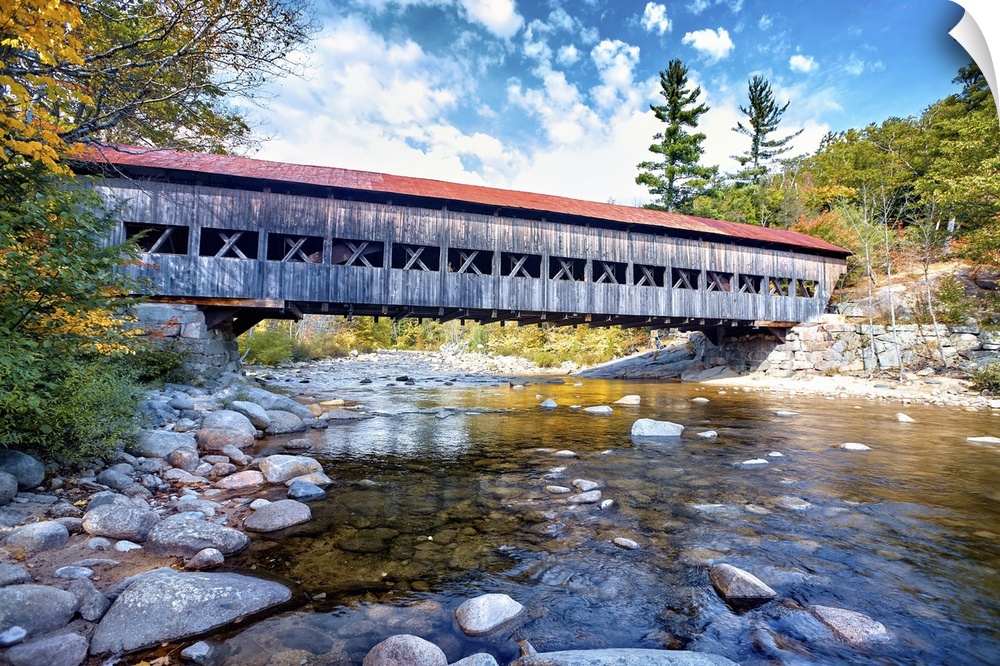 The Albany Covered Bridge Over the Swift River at Fall, New Hampshire.