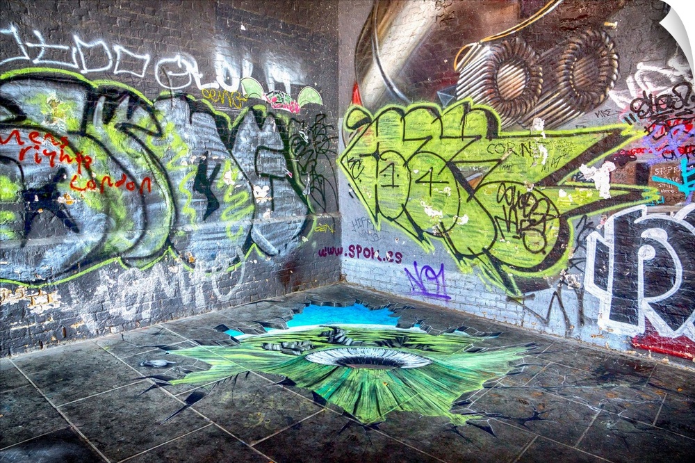 Artistic photograph of an urban environment covered in graffiti.