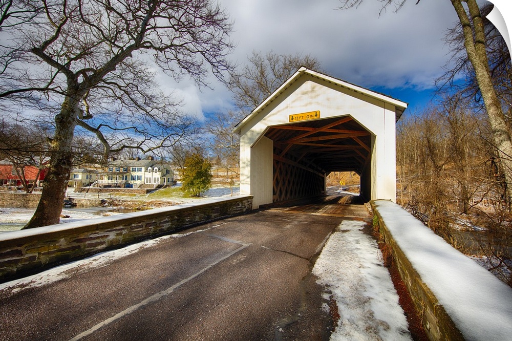 The Loux Covered Bridge over the the Cabin Creek, Bucks County, Pennsylvania.