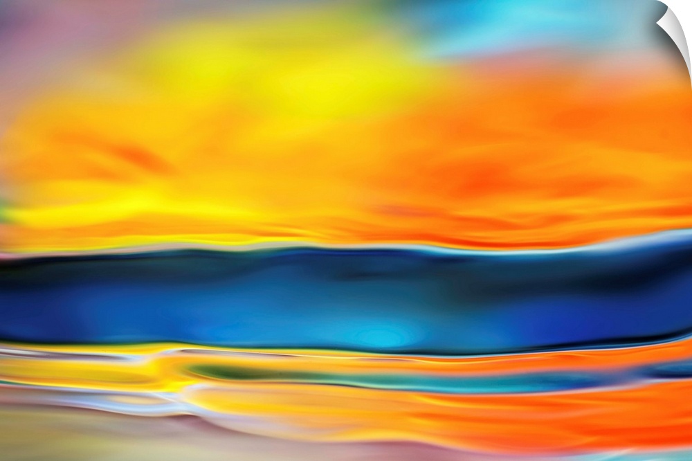 Abstract photo of smooth waves in contrasting warm and cool tones.