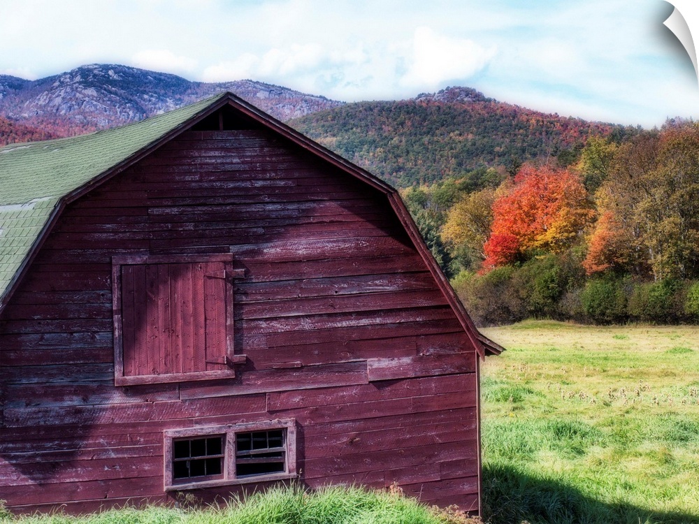 Old Barn in the Adirondacks during Fall Season, New York State.