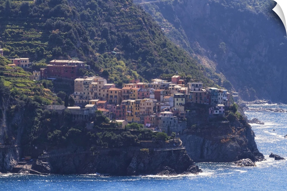 Small Town on a Cliff at Seaside, Corniglia, Cinque Terre, Ligur