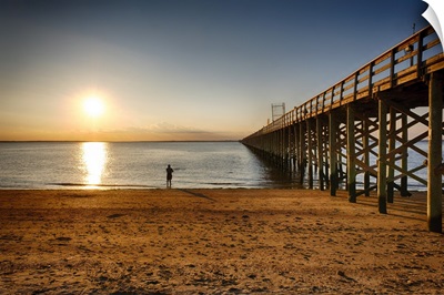 Wooden Pier Perspective at Sunset