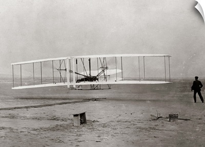 1903 Wright Brothers' Plane Taking Off At Kitty Hawk North Carolina USA