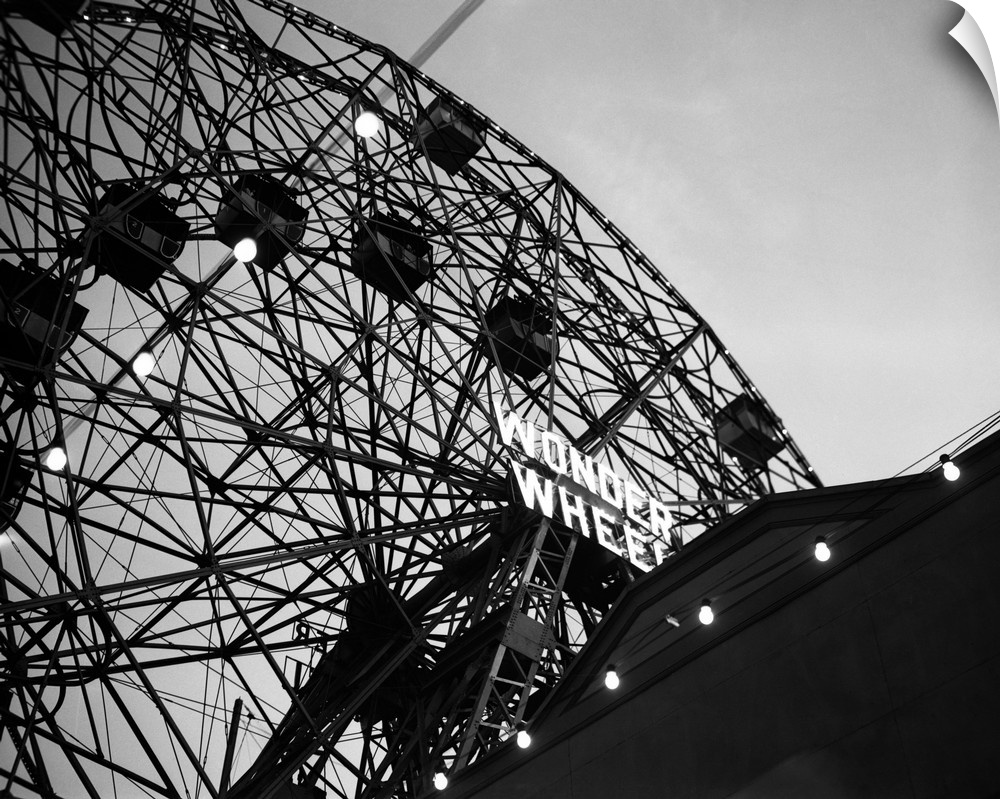 1920's Looking Up At Wonder Wheel Amusement Ride Coney Island New York USA.