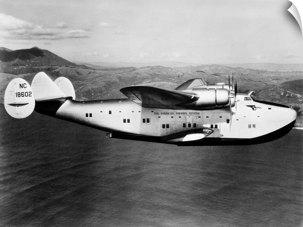 1930s 1940s Pan American Clipper Flying Boat Airplane In Flight.