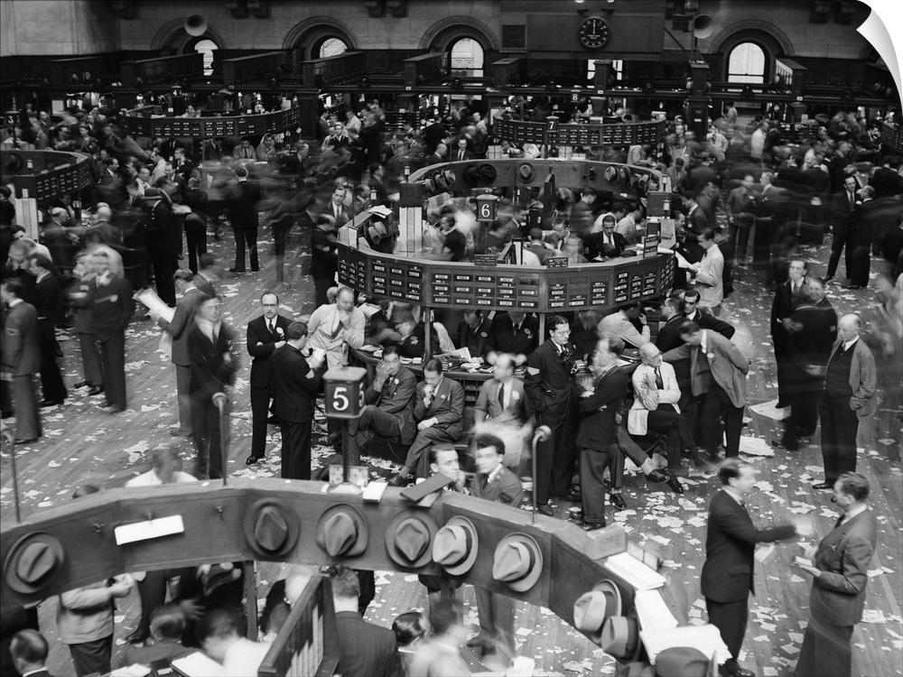 1940's Trading In Progress On Floor Of New York Stock Exchange NYc USA.