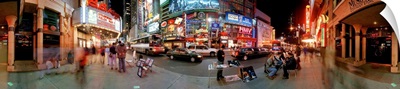 360 degree view of a city at dusk, Broadway, 42nd Street, Manhattan, New York City