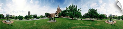 360 degree view of a park in front of a government building, Texas State Capitol, Austin, Travis County, Texas,