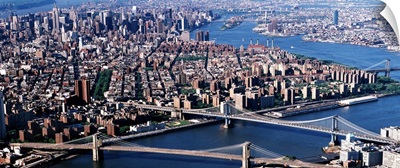 Aerial Brooklyn Bridge Manhattan Bridge New York NY