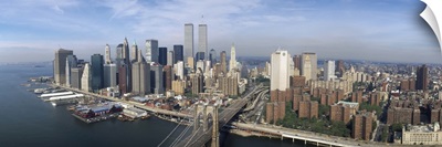 Aerial Manhattan  Brooklyn Bridge New York City NY