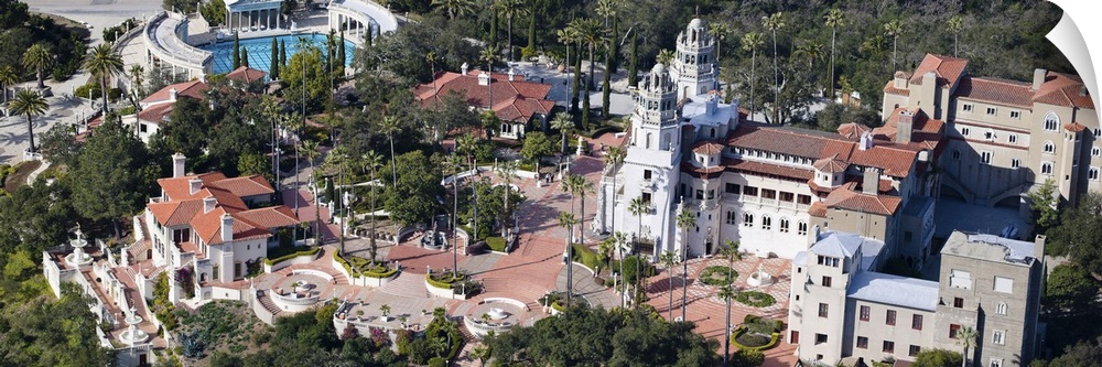 Aerial view of a castle on a hill, Hearst Castle, San Simeon, California