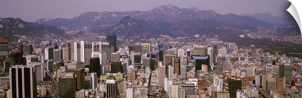 Aerial view of a city, Central Business District, Seoul, South Korea