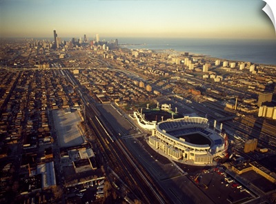 Aerial view of a city, Old Comiskey Park, New Comiskey Park, Chicago, Cook County, Illinois,
