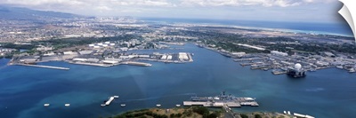 Aerial view of a harbor, Pearl Harbor, Honolulu, Oahu, Hawaii