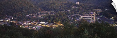 Aerial view of a town, Great Smoky Mountains National Park, Gatlinburg, Sevier County, Tennessee