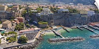 Aerial view of a town Sorrento Marina Piccola Naples Campania Italy