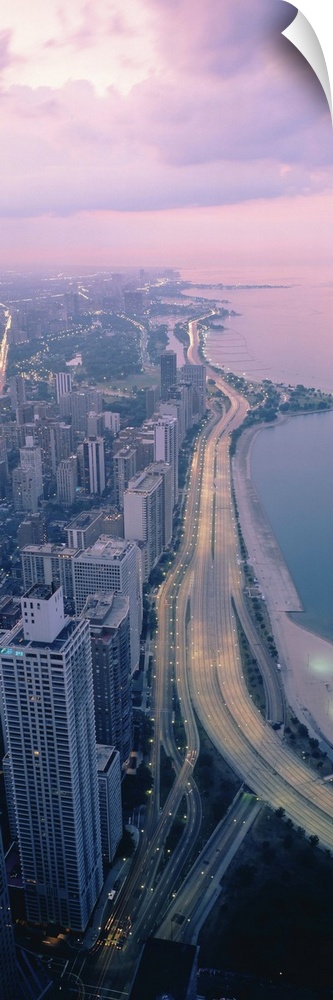 Sunset aerial view Chicago IL USA
