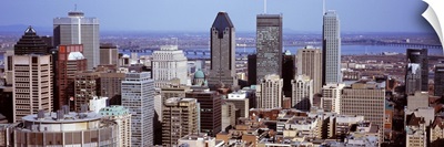 Aerial view of buildings in a city, Montreal, Quebec, Canada