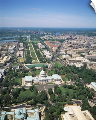 Aerial view of buildings in a city, Washington DC