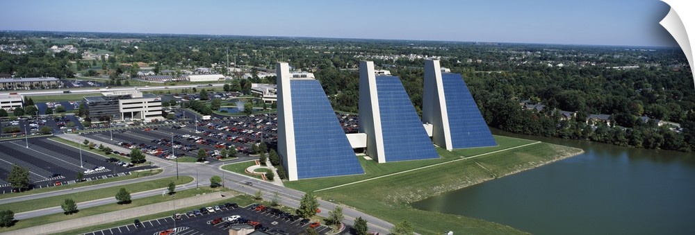 Aerial view of office buildings in a city The Pyramids College Park Indianapolis Marion County Indiana