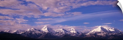 Alaska, Denali National Park, Mt Mather & Mt Brooks, Panoramic view of snow covered peaks