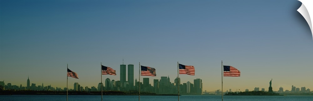 American flags in a row, New York City, New York State