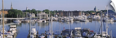 Annapolis, Annapolis MD Naval Academy & Marina, View of yachts in a bay