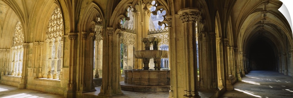 Arched hallway in a cathedral, Batalha Abbey, Portugal