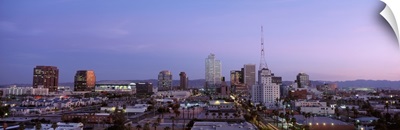 Arizona, Phoenix, Aerial view of the city at dusk