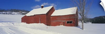 Barn in a snow covered landscape, Quechee, Vermont